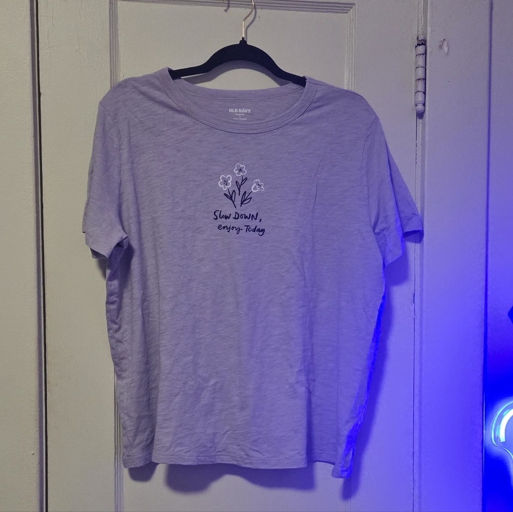 Old Navy Lilac Tee with Floral Graphic